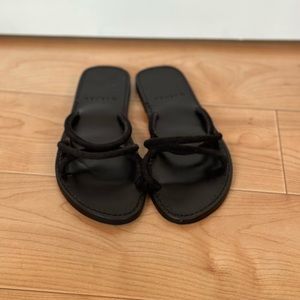 Minimal Black Double-Strap Slide Sandals - Women